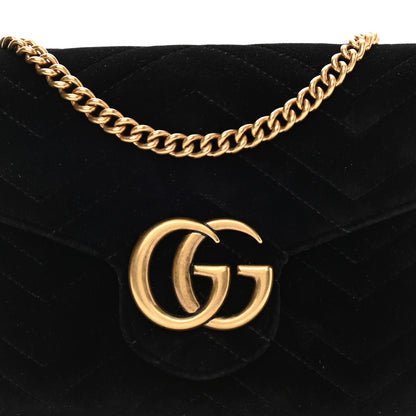 Gucci Velvet Matelasse GG Marmont Chain Wallet Black 11 of 13
