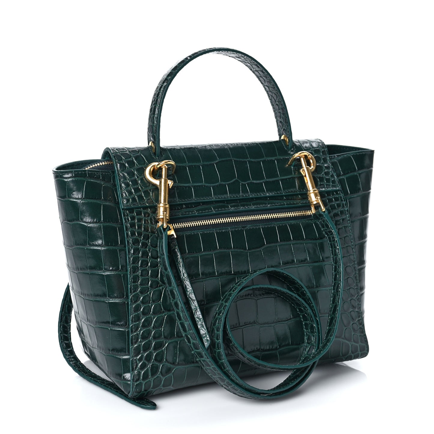 Calfskin Crocodile Embossed Micro Belt Bag Amazone