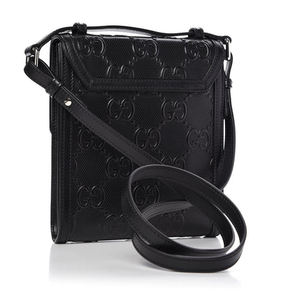 Gucci Calfskin GG Tennis Embossed Messenger Bag Black 3 of 10