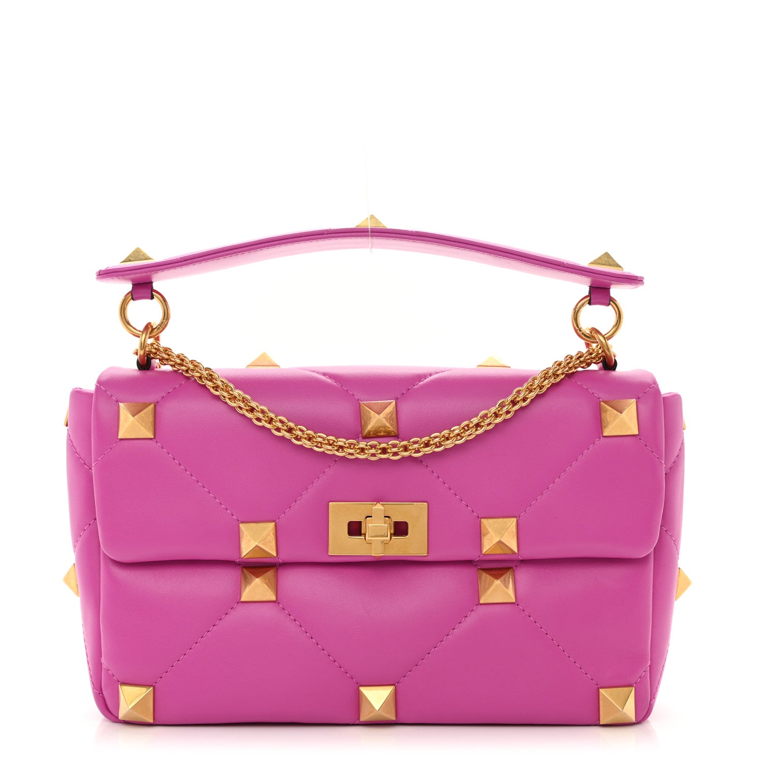 Valentino Garavani Nappa Large Roman Stud Shoulder Bag Radiant Orchid 1 of 8