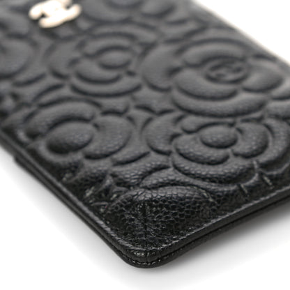 Chanel Caviar Camellia Embossed Classic Flat Wallet Pouch Black 9 of 11