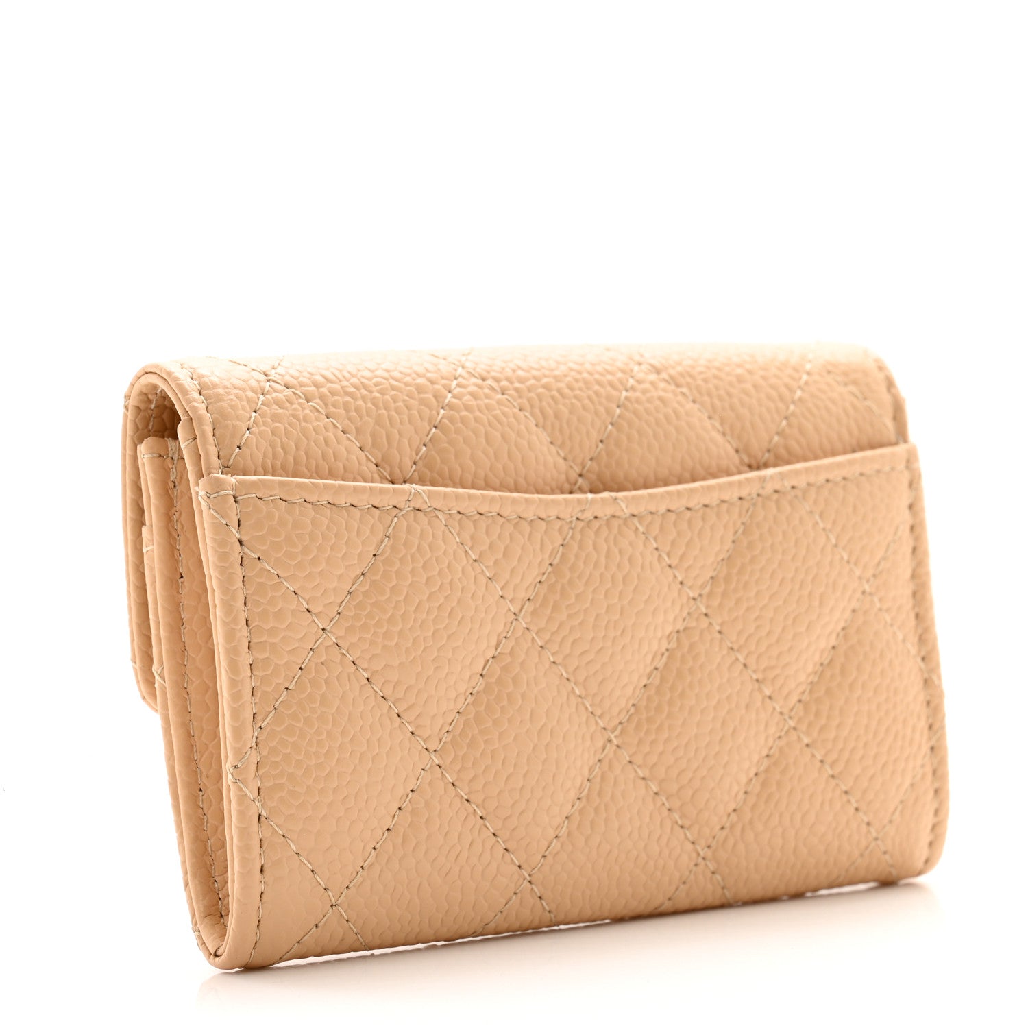 Chanel Caviar Quilted Flap Card Holder Wallet Beige 3 of 9