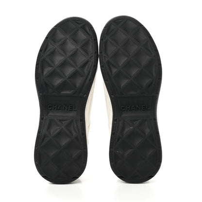Chanel Velvet Calfskin Mixed Fibers CC Sneakers 37 Ivory Black 5 of 9