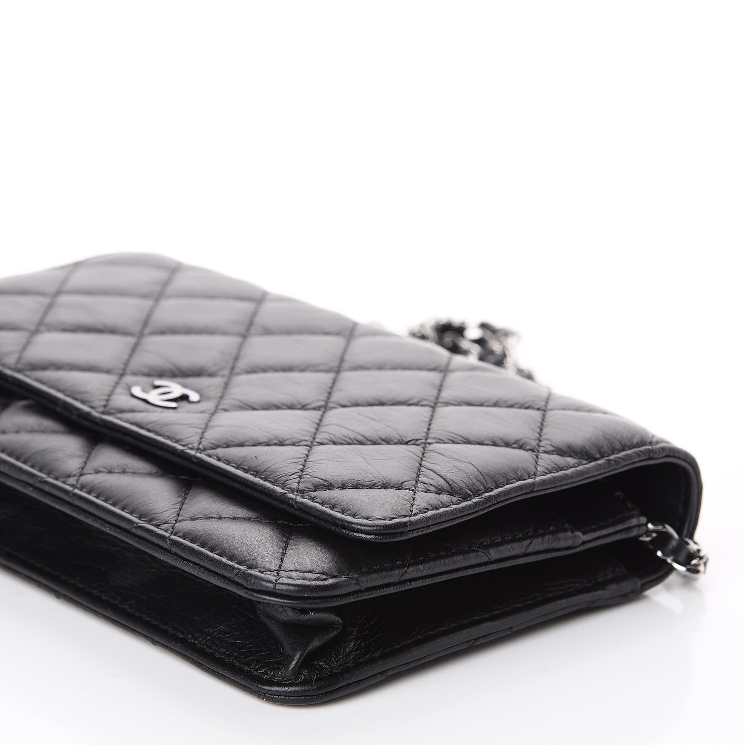 Chanel Aged Calfskin Quilted Tassel Wallet On Chain WOC Black 9 of 10