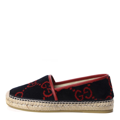 Gucci Terry Cloth GG Monogram Espadrilles 38 Blue Red 1 of 10