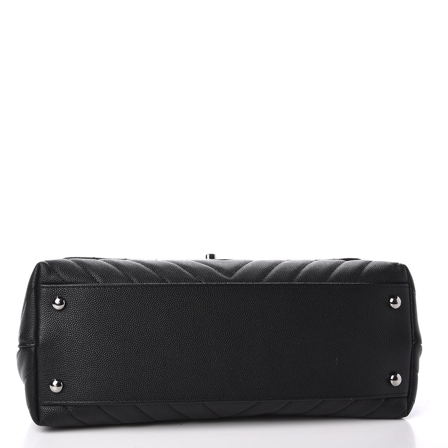 Caviar Chevron Quilted Small Coco Handle Flap Black