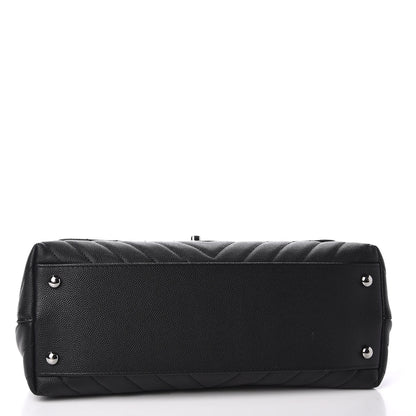 Chanel Caviar Chevron Quilted Small Coco Handle Flap Black 3 of 10