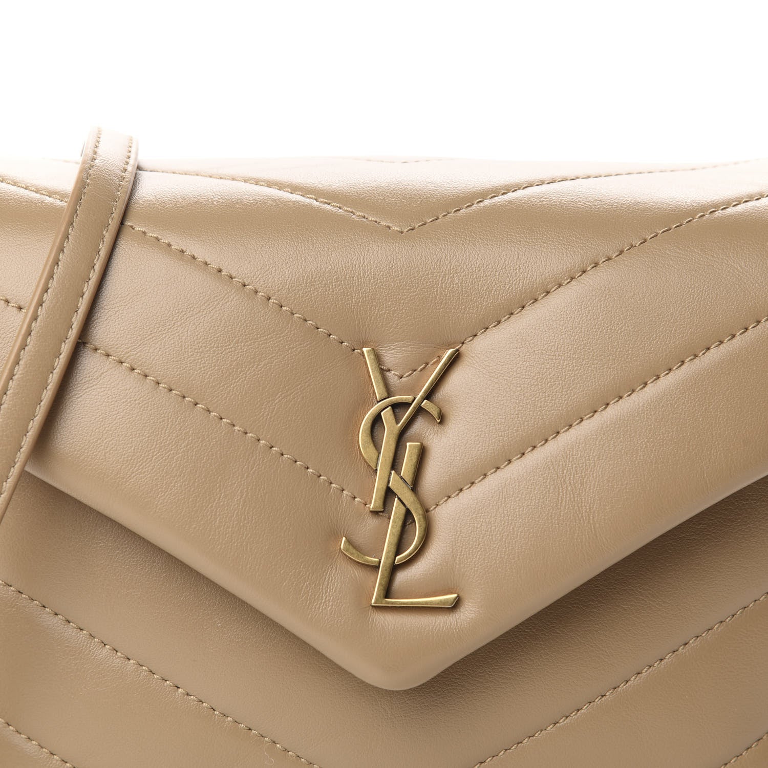 Saint Laurent Calfskin Y Quilted Monogram Toy Loulou Crossbody Bag Latte 10 of 11