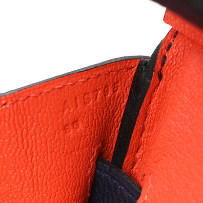 Hermes Togo Birkin Verso 30 Bleu Nuit Orange Poppy 7 of 12