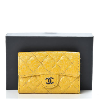 Chanel Caviar Quilted Flap Card Holder Yellow 10 of 10