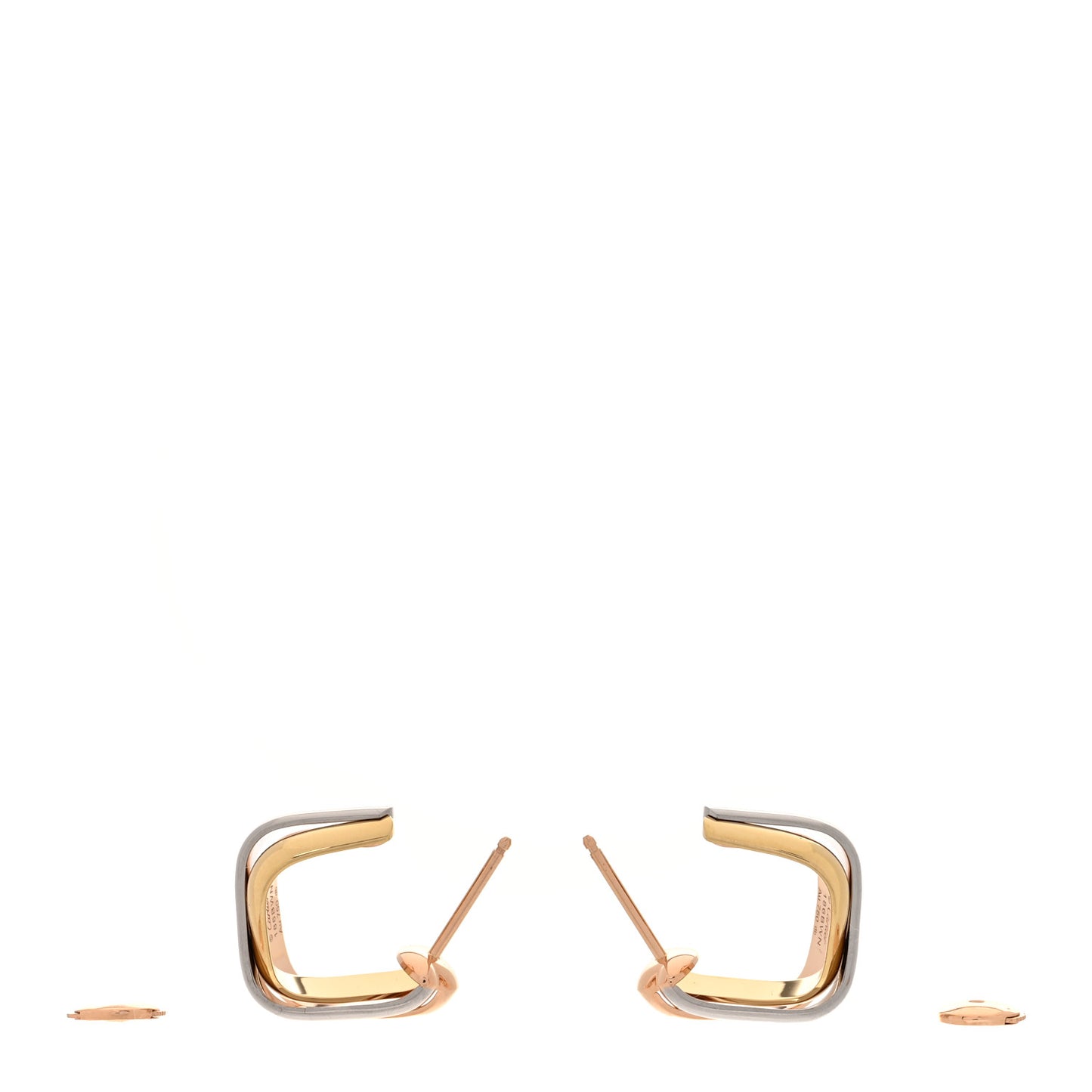 18K Pink Yellow White Gold Cushion Trinity Hoop Earrings