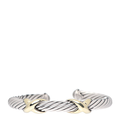 David Yurman Sterling Silver 14K Yellow Gold 7mm Double X Cable Bracelet 1 of 4