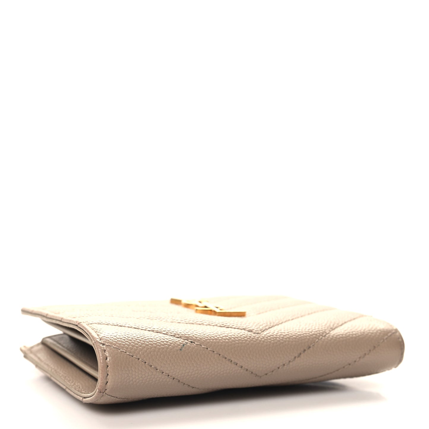 Grain De Poudre Matelasse Chevron Monogram Zipped Card Case Dark Beige