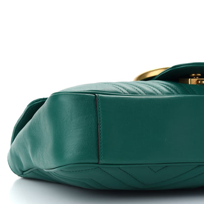 Gucci Calfskin Matelasse Medium GG Marmont Shoulder Bag Emerald Green 8 of 9