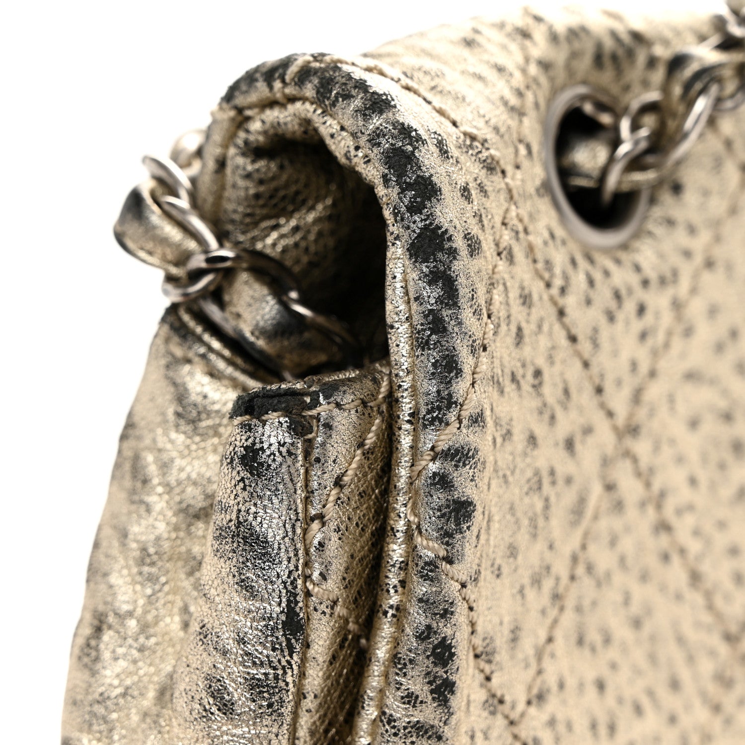 Chanel Distressed Metallic Lambskin Quilted Le Marais Ligne Flap Gold 16 of 18