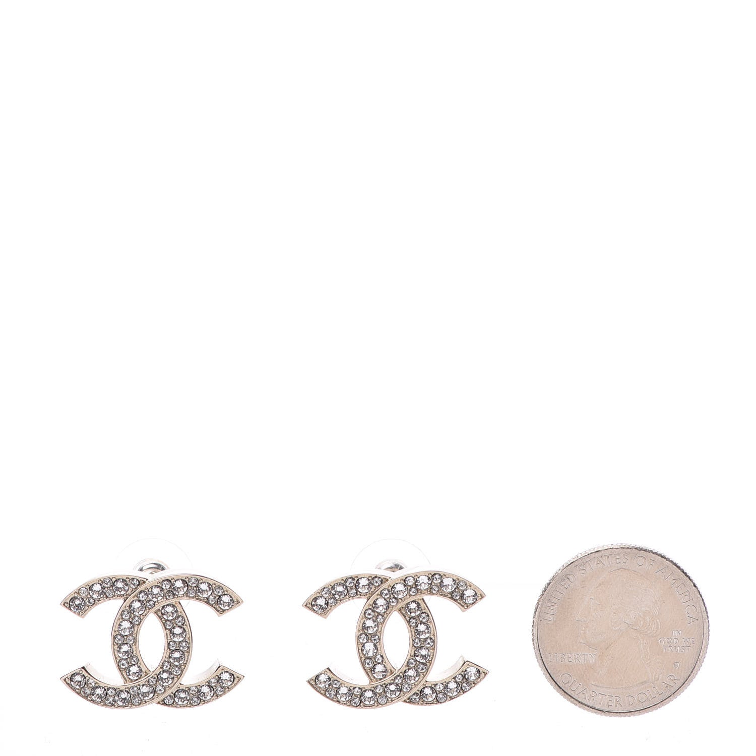 Chanel Crystal CC Earrings Light Gold 2 of 5