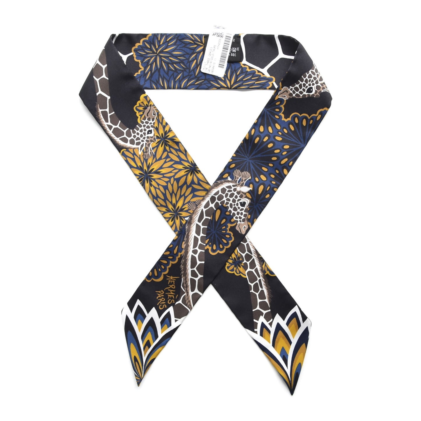 Silk Three Graces Twilly Black Gold Taupe