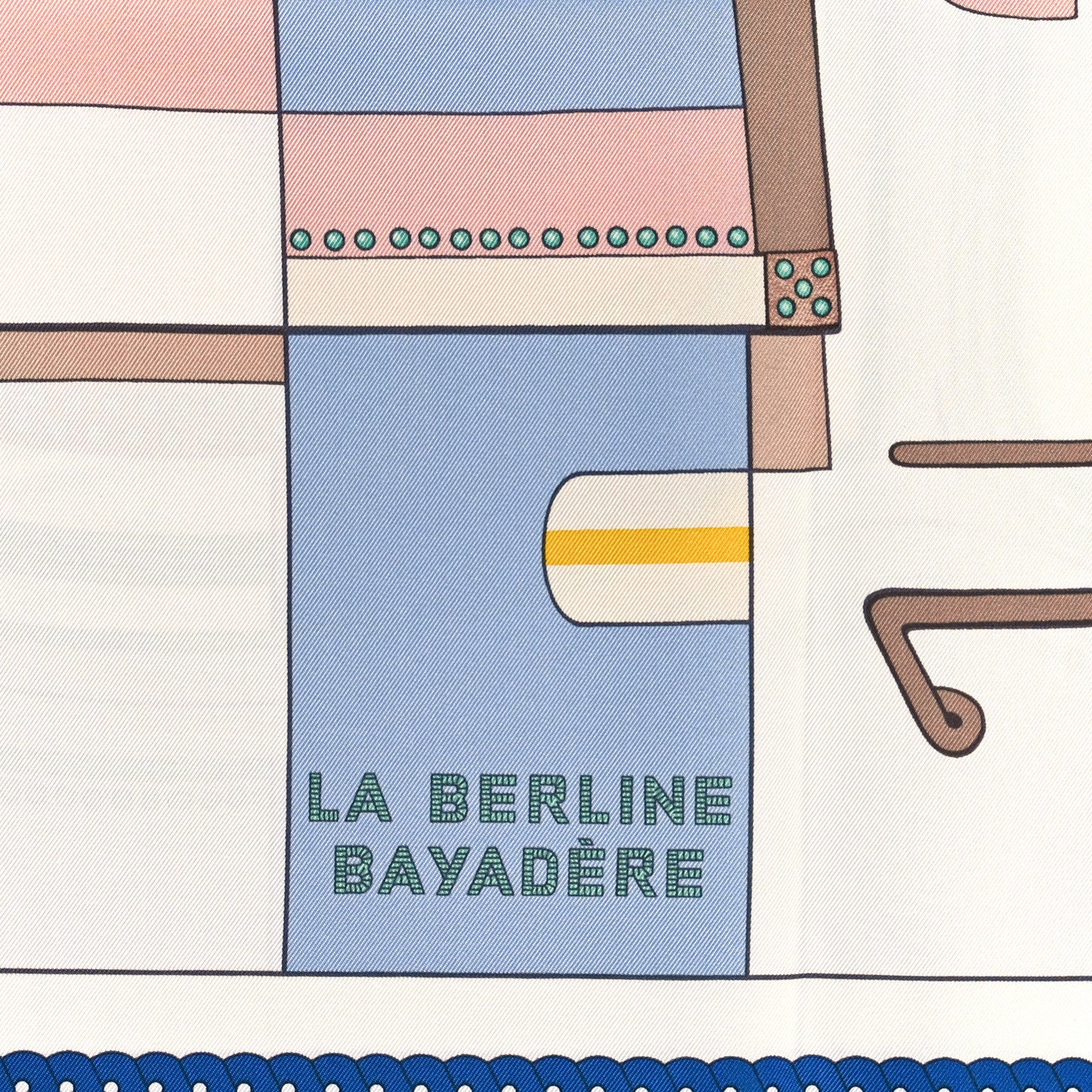 Silk La Berline Bayadere Scarf 90 White Bleu Ciel Vieux Rose
