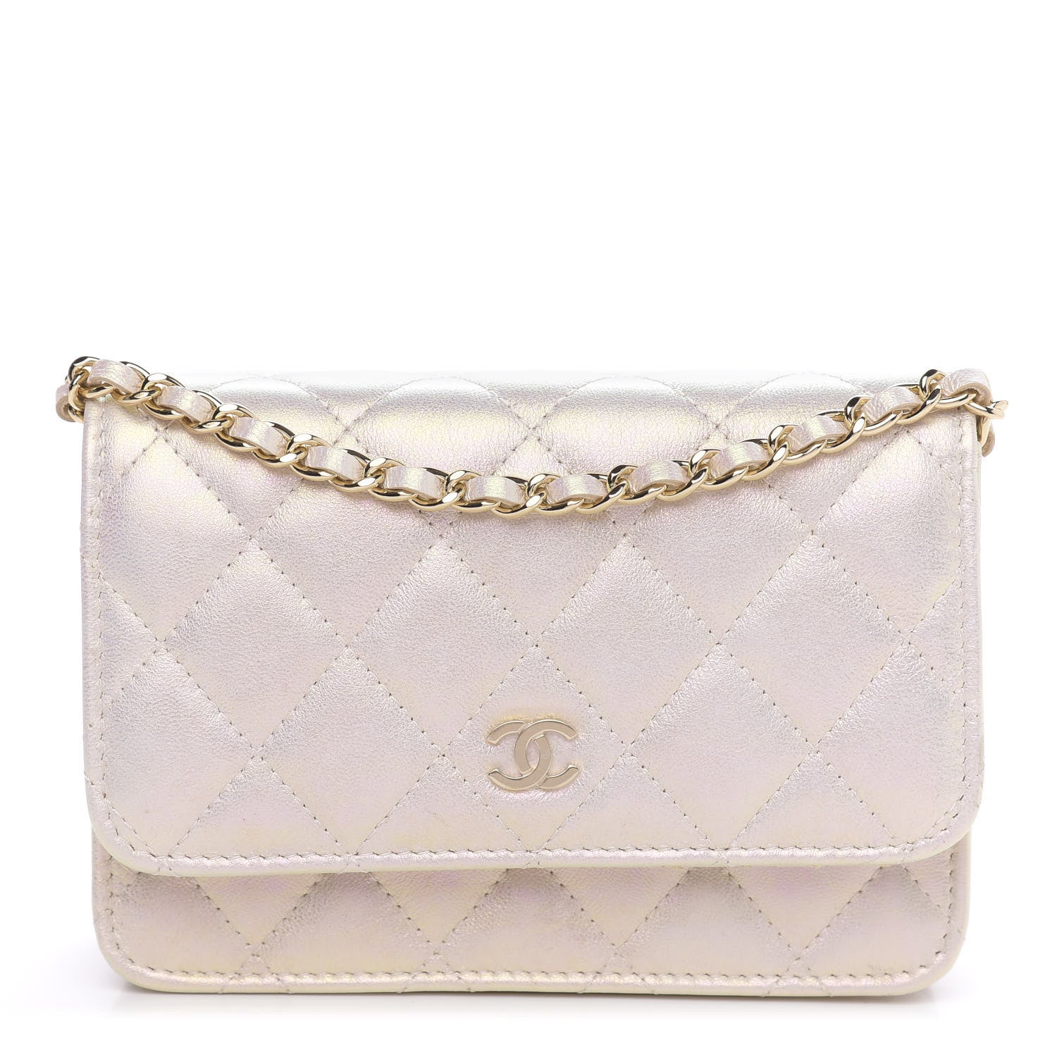 Chanel Iridescent Lambskin Quilted Mini Wallet On Chain WOC Ivory 1 of 13
