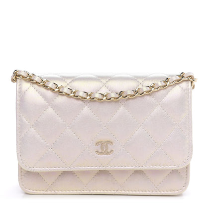 Chanel Iridescent Lambskin Quilted Mini Wallet On Chain WOC Ivory 1 of 13