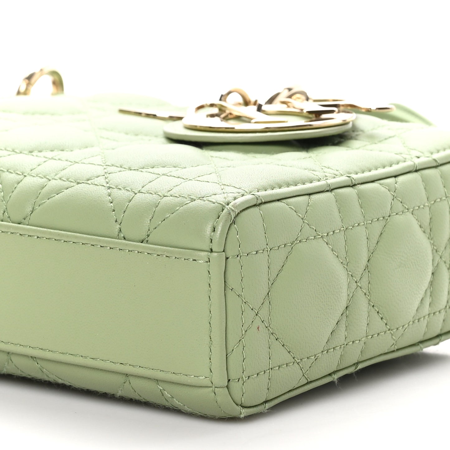 Lambskin Cannage Medium Lady D-Joy Pastel Peyote Green