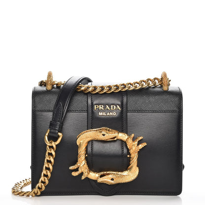 Prada City Calf Saffiano Animalier Cahier Bag Black 1 of 7