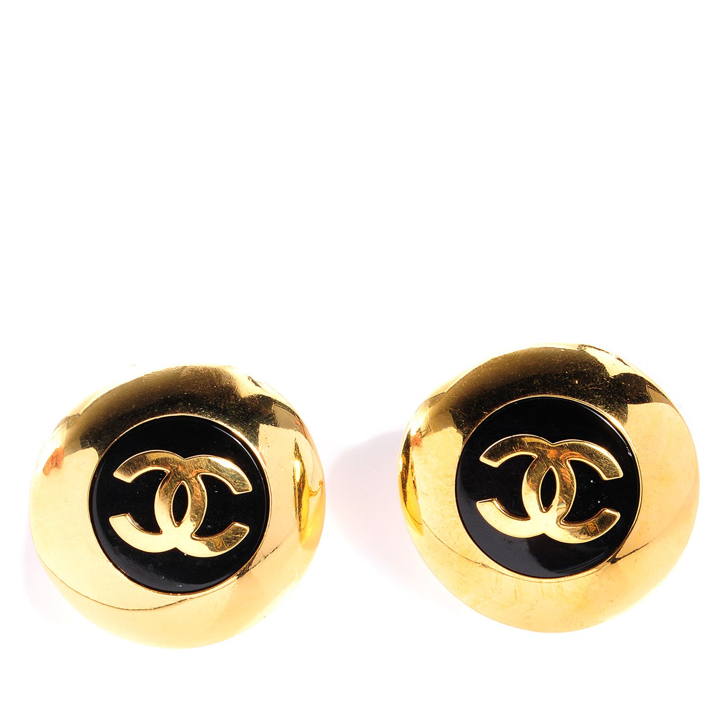 Metal CC Clip On Earrings Black and Gold