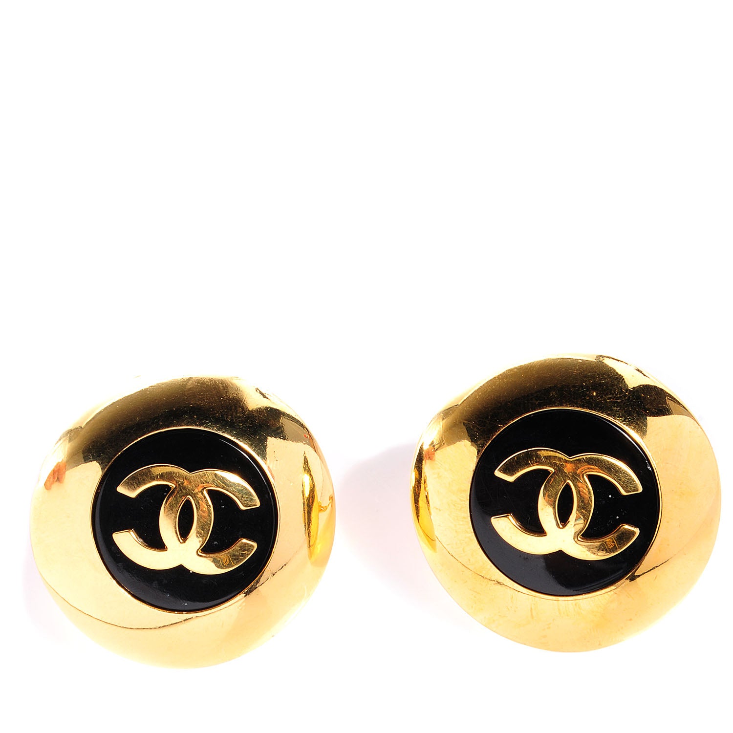 Chanel Metal CC Clip On Earrings Black and Gold 5 of 9