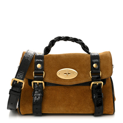 Mulberry X ALEXA CHUNG Suede Wrinkled Patent Mini Alexa Black Tan 1 of 9