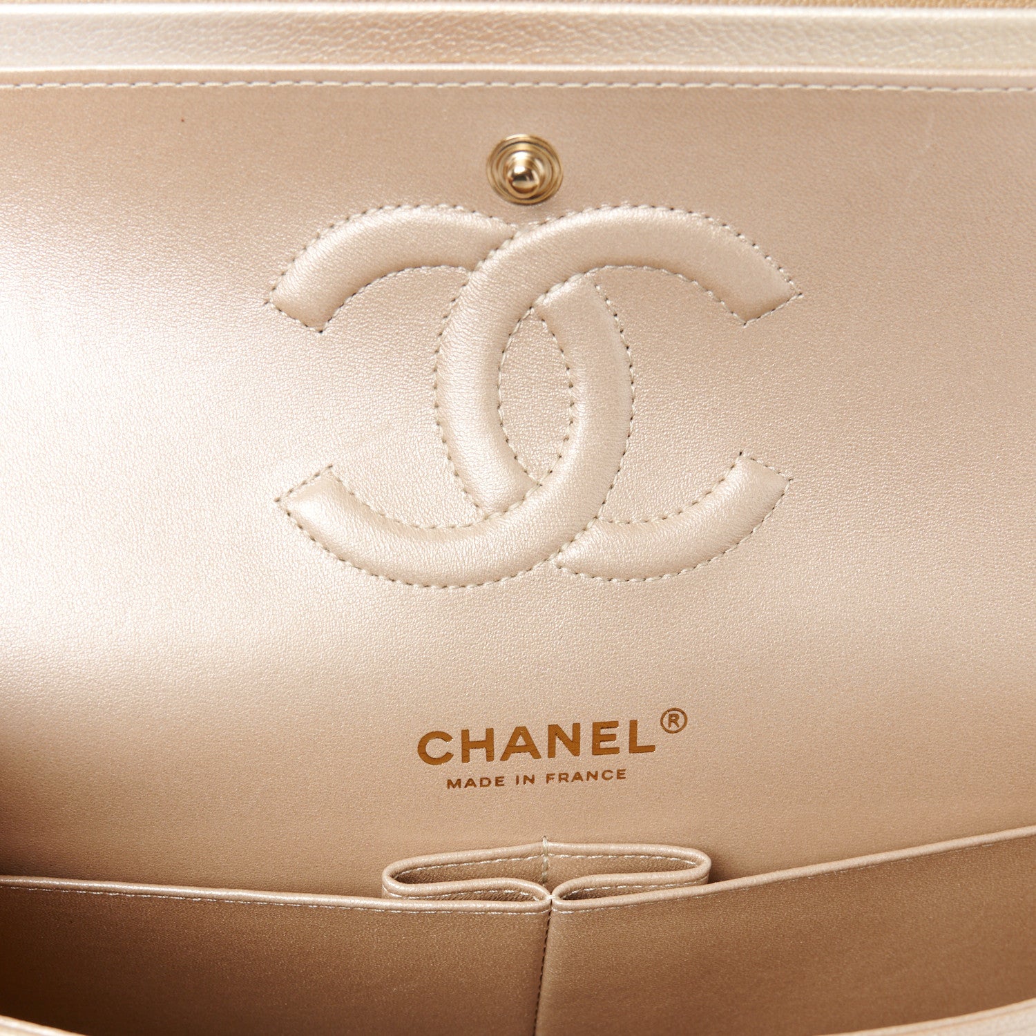 Chanel Metallic Goatskin Quilted Ombre Medium Double Flap Gold 6 of 12