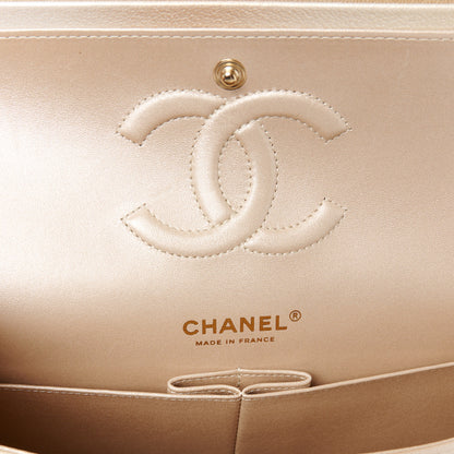 Chanel Metallic Goatskin Quilted Ombre Medium Double Flap Gold 6 of 12