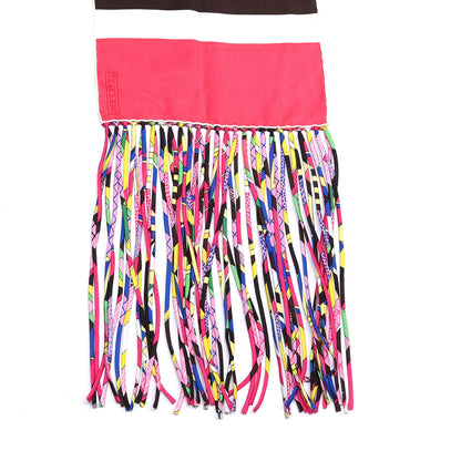 Hermes Silk Striped Fringe Scarf Multicolor 5 of 5