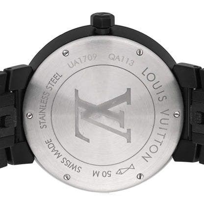 Louis Vuitton Stainless Steel Rubber 39mm Tambour Slim Rainbow Quartz Watch Black 4 of 5