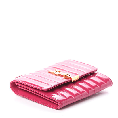 Saint Laurent Patent Calfskin Matelasse Monogram Vicky Chain Wallet Neon Bubblegum 3 of 6