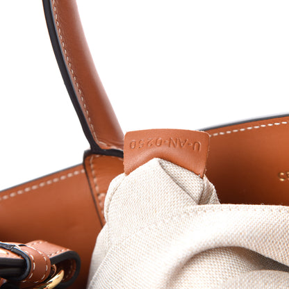 Celine Canvas Calfskin Jacquard Floral Small Vertical Cabas Black Tan 9 of 10