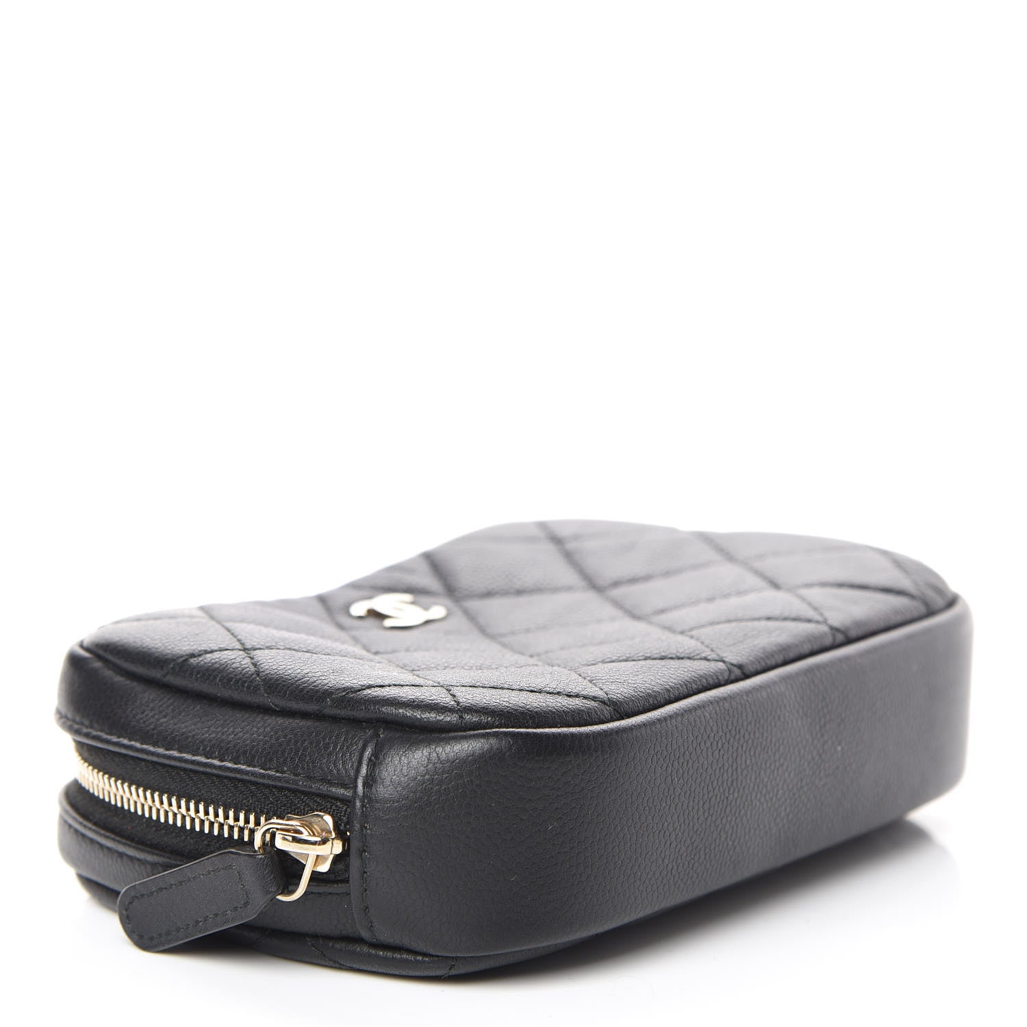 Chanel Caviar Quilted Small Curvy Pouch Cosmetic Case Black 4 of 9