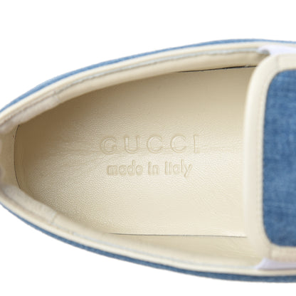 Gucci Kura Denim Logo Embroidered Mens Slip On Sneakers 6 Blue 7 of 9