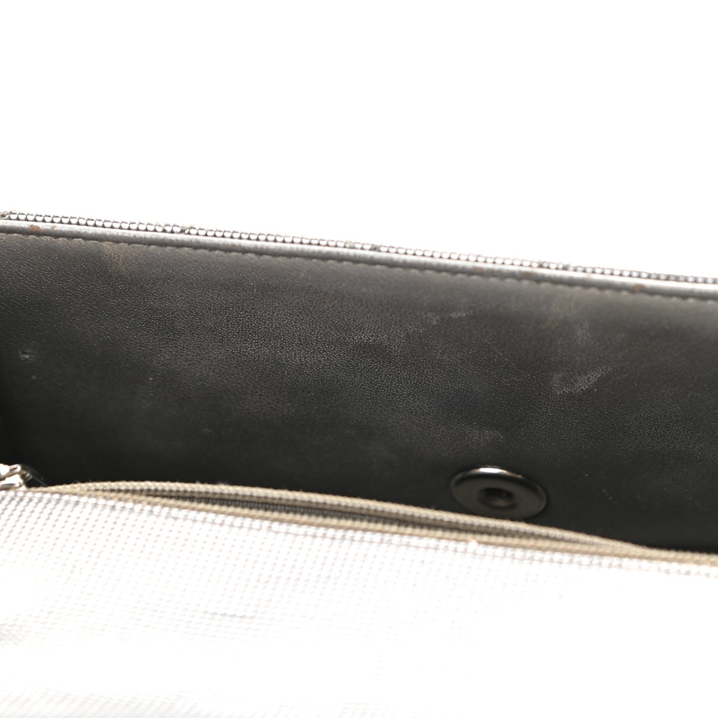 Metallic Calfskin Quilted Pixel Effect Mini Rectangular Flap Dark Silver