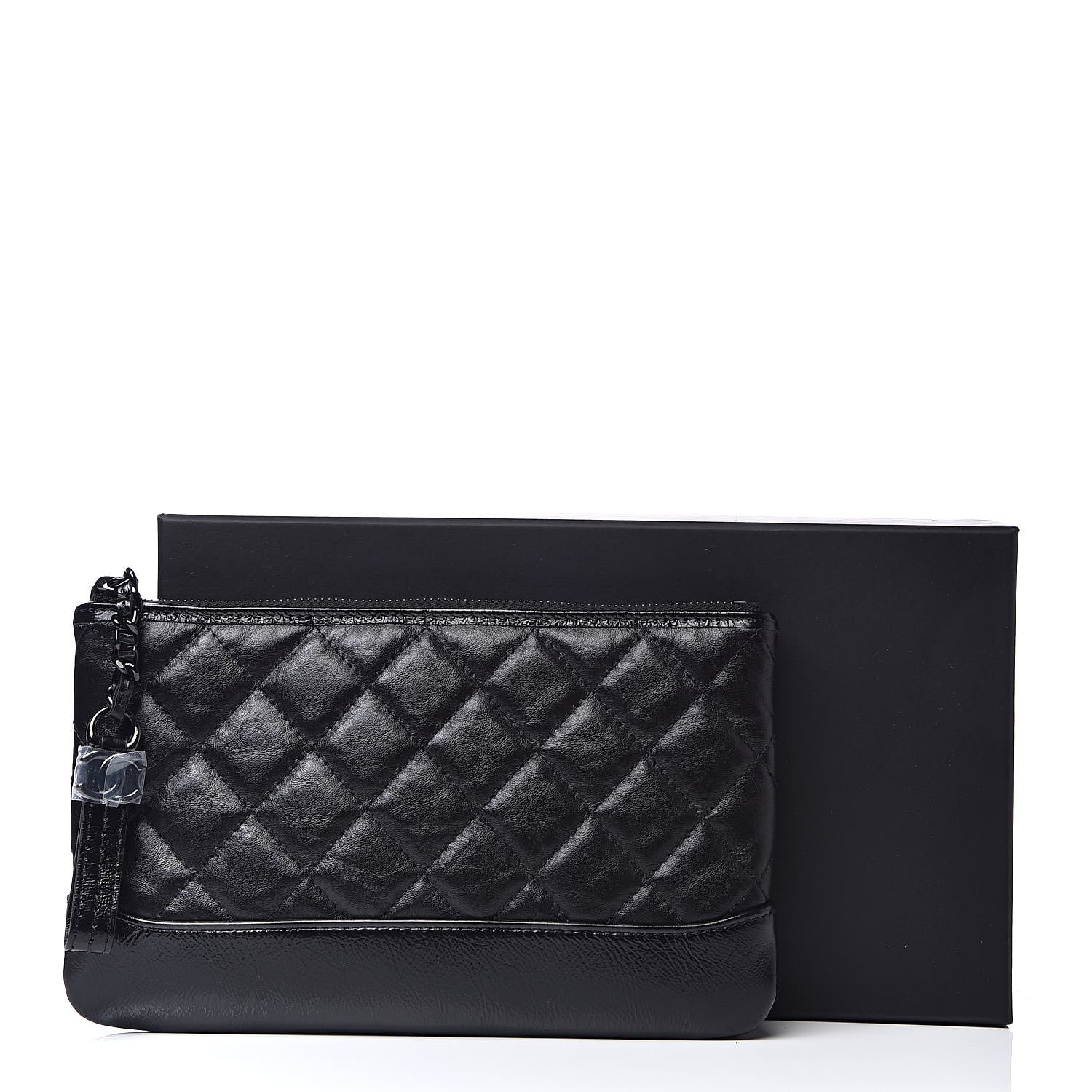 Chanel Aged Calfskin Quilted Small Gabrielle Pouch So Black 8 of 8