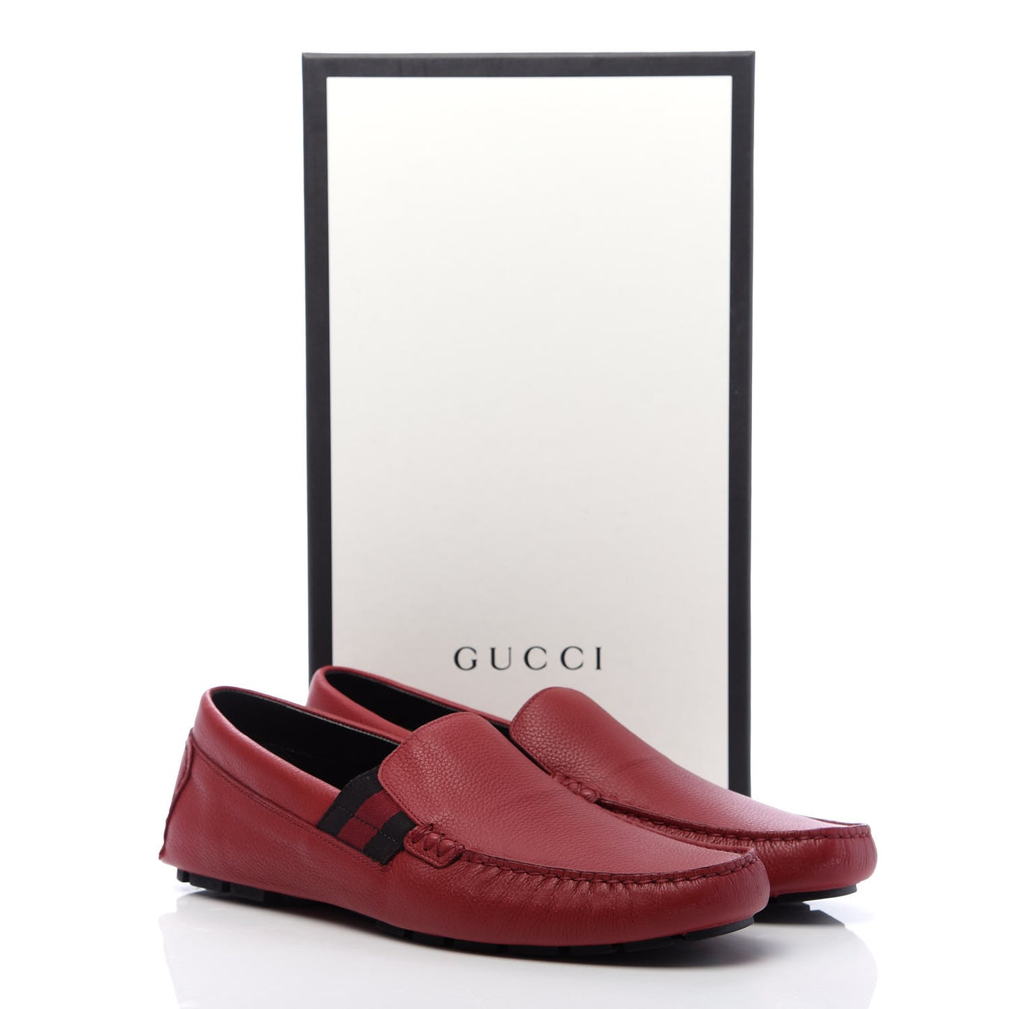 Calfskin Web Mens Driver Loafers 8 Red