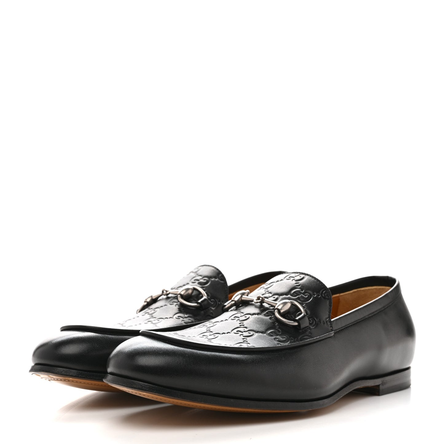 Real Betis Glamour GG Embossed Calfskin Mens Jordy Horsebit Loafers 9 Black