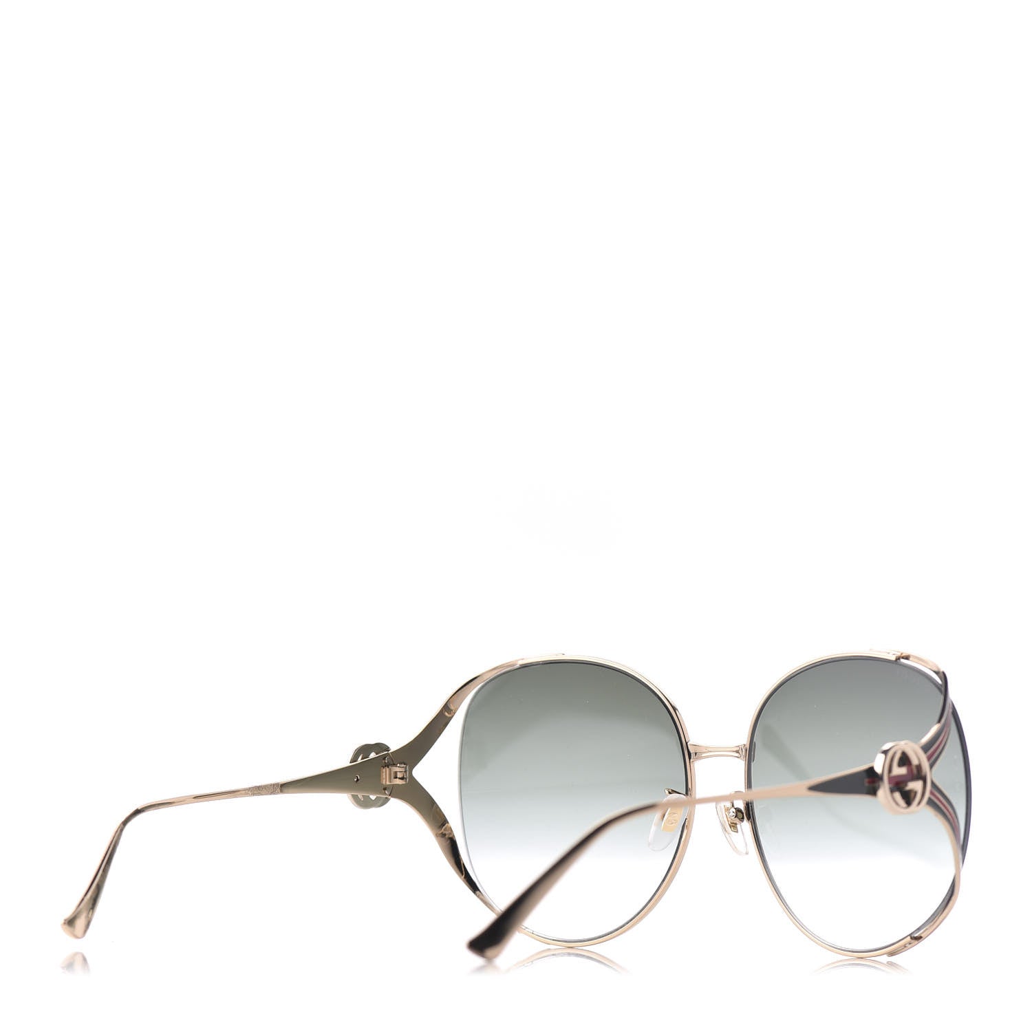Gucci Metal Oversized Round Frame GG0225S Sunglasses Gold 4 of 12