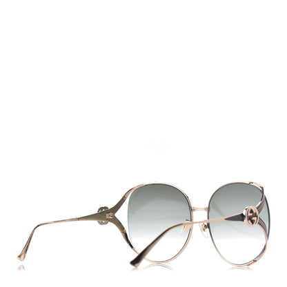 Gucci Metal Oversized Round Frame GG0225S Sunglasses Gold 4 of 12