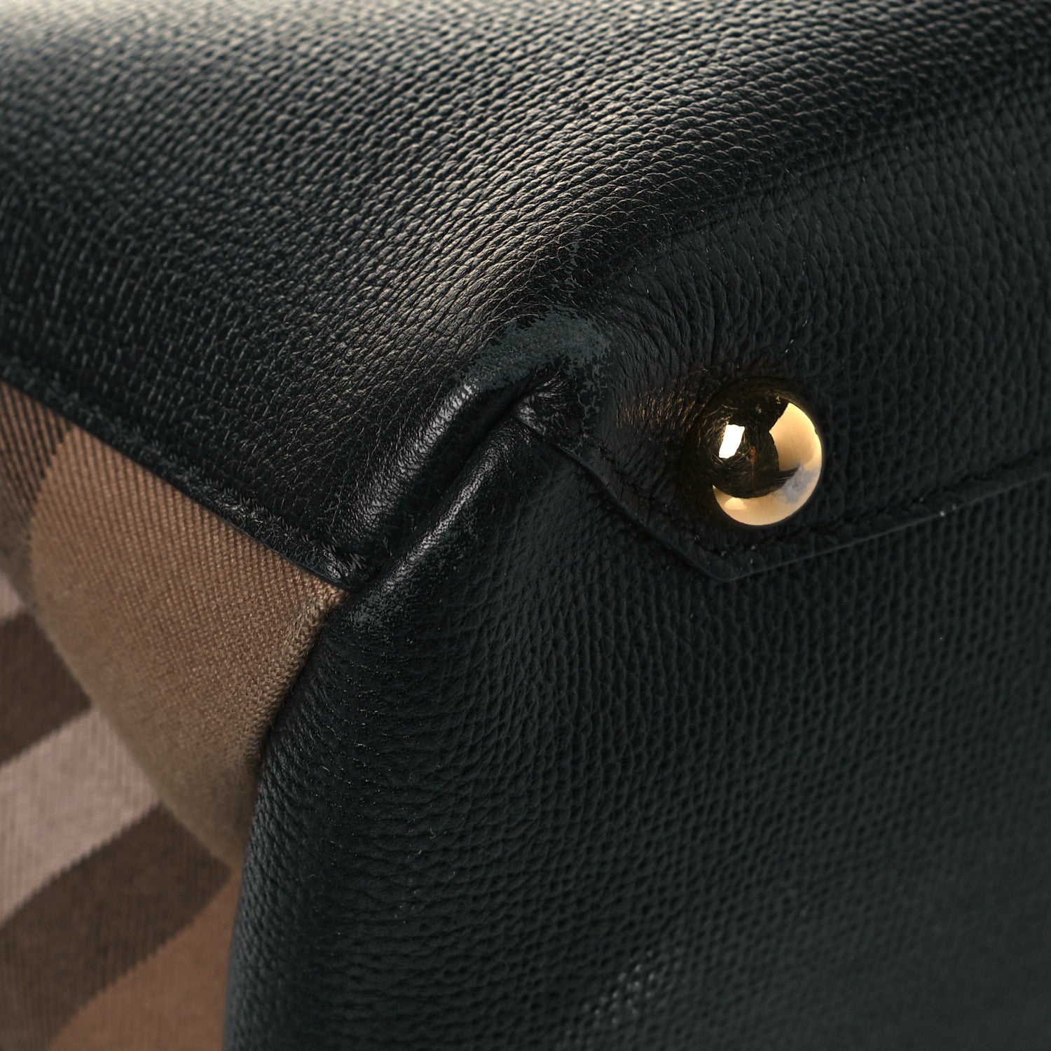 Burberry Grainy Calfskin House Check Large Banner Tote Black 4 of 13