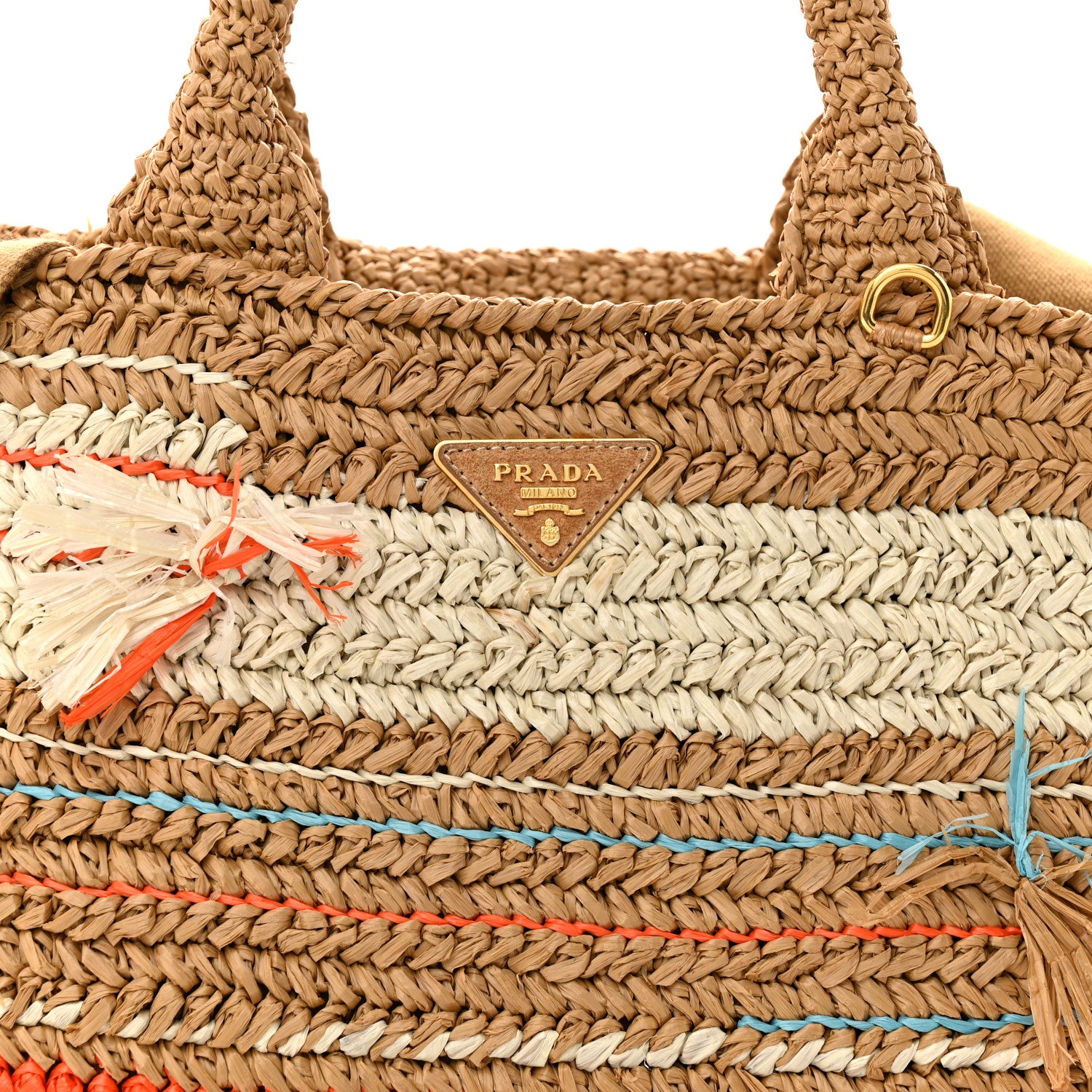 Prada Raffia Woven Tote Naturale Caramel 7 of 13