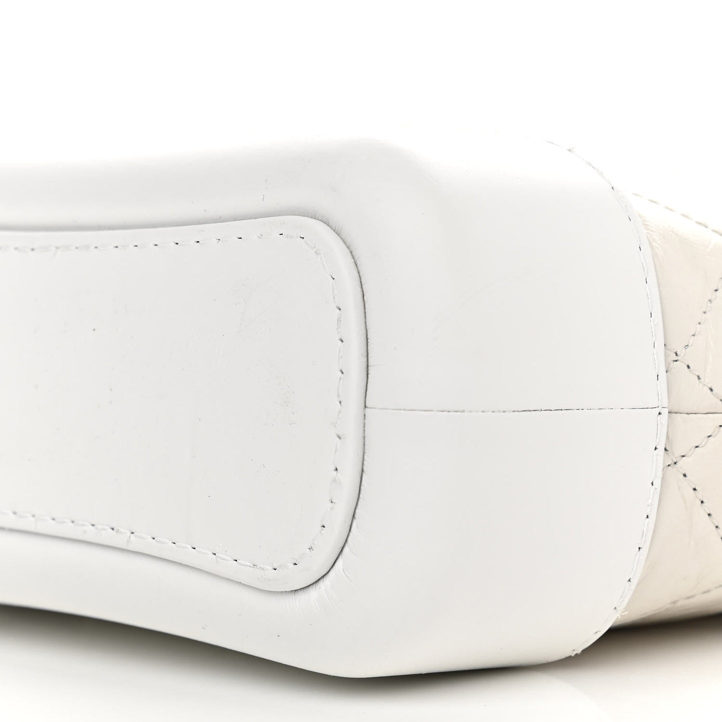 Aged Calfskin Quilted Small Gabrielle Hobo White