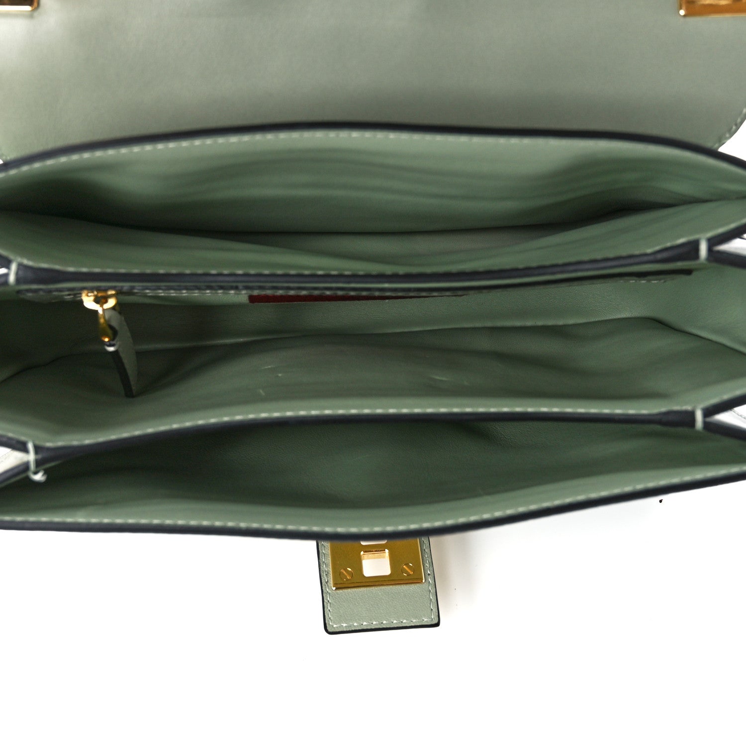 Valentino Garavani Nappa Striped B-Rockstud Flap Green 5 of 12