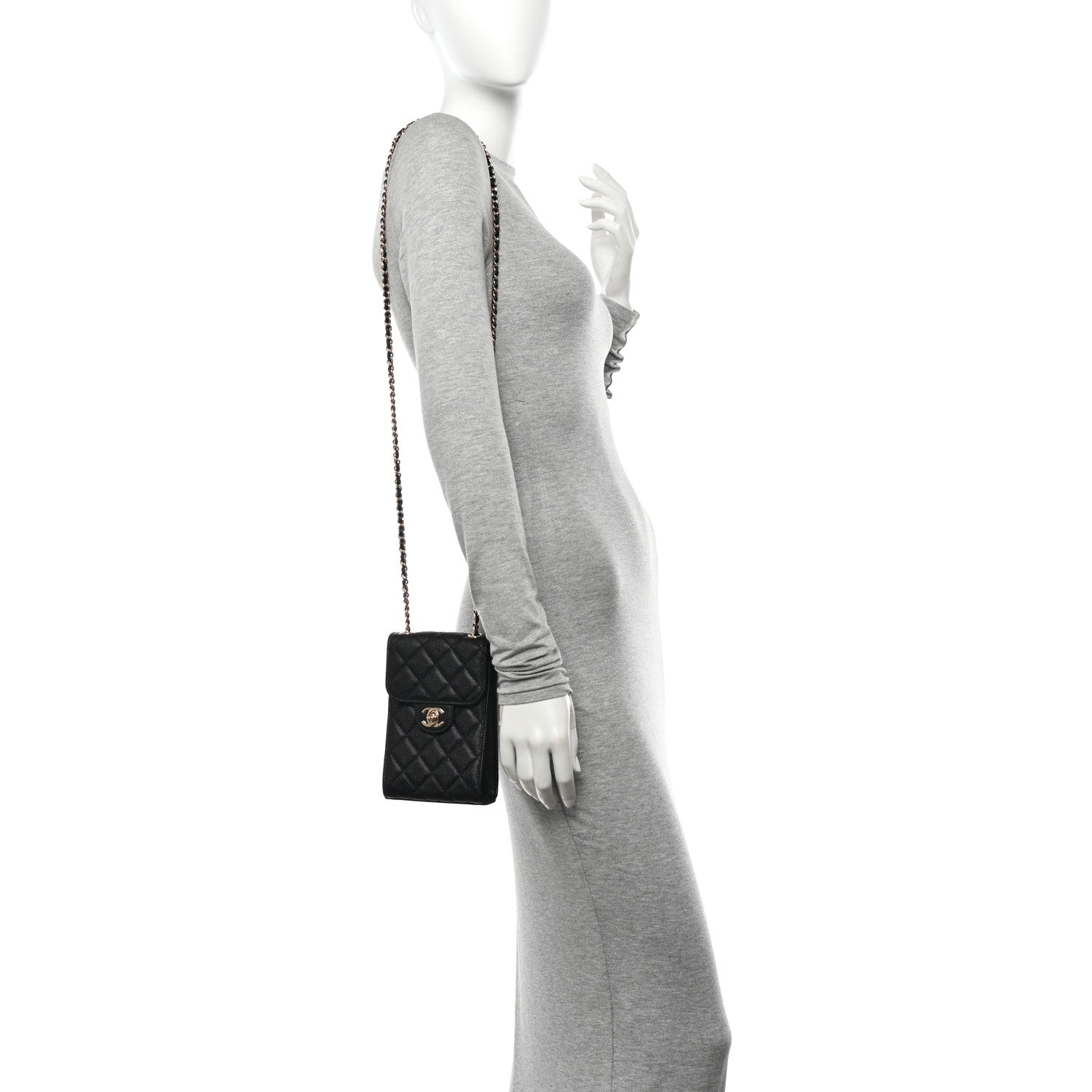 Chanel Caviar Quilted Classic Phone Holder Black 2 of 12