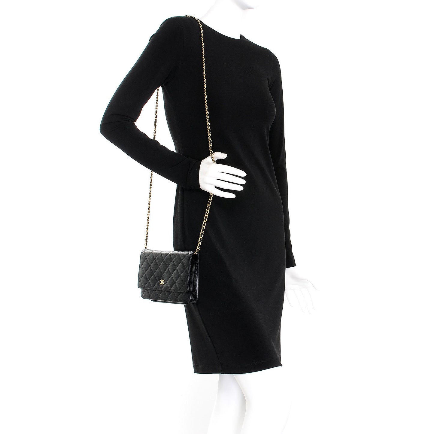 Caviar Quilted Wallet On Chain WOC Black