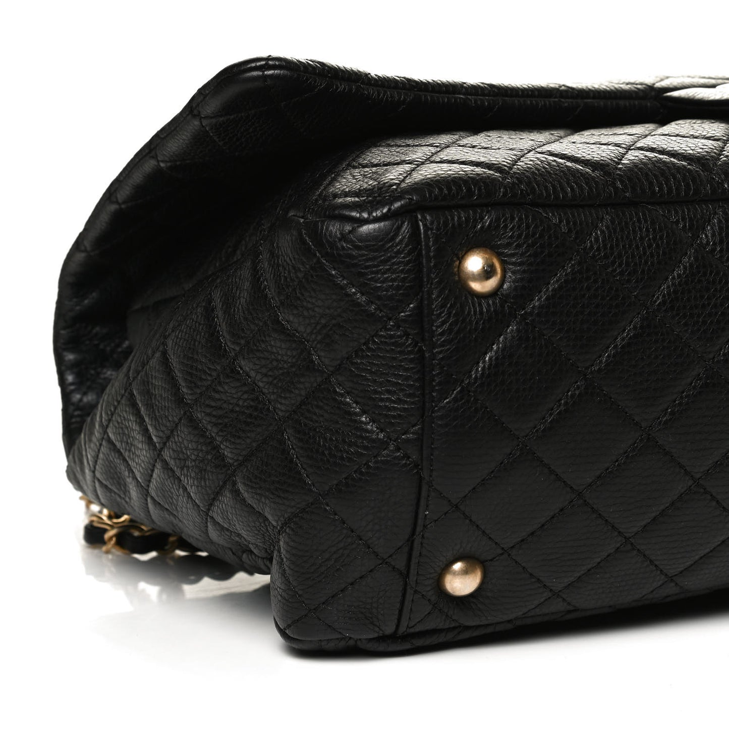 Calfskin Quilted XXL Travel Flap Bag Black